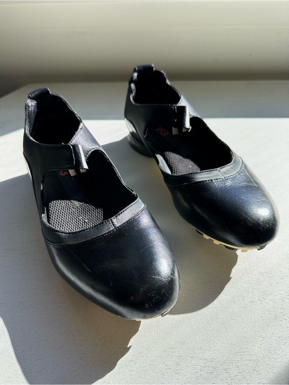 Adidas Yohji Yamamoto Y-3 black leather mary jane three stripe shoes women’s 5.5